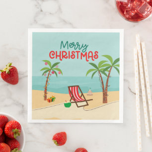 Prettig kerstfeest strandfeest servet
