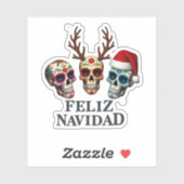 Prettig Kerstfeest Suiker Schedels Rendier Kerstma Sticker (Vel)