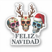 Prettig Kerstfeest Suiker Schedels Rendier Kerstma Sticker (Voorkant)