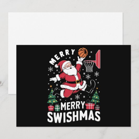 Prettig Kerstfeest Swishmas Kerstman Basketbal Spe Feestdagenkaart (Voorkant / Achterkant)