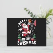Prettig Kerstfeest Swishmas Kerstman Basketbal Spe Feestdagenkaart (Staand voorkant)