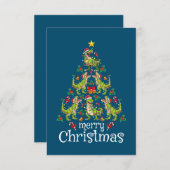 Prettig kerstfeest T Rex Jongens Kerstboom Rex Bedankkaart (Voorkant / Achterkant)