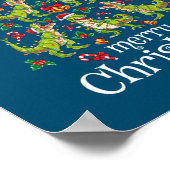 Prettig kerstfeest T Rex Jongens Kerstboom Rex Poster (Hoek)