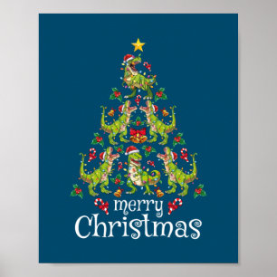 Prettig kerstfeest T Rex Jongens Kerstboom Rex Poster