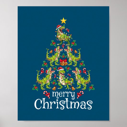 Prettig kerstfeest T Rex Jongens Kerstboom Rex Poster (Voorkant)