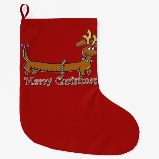 Prettig kerstfeest takshond grote kerstsok (Voorkant)