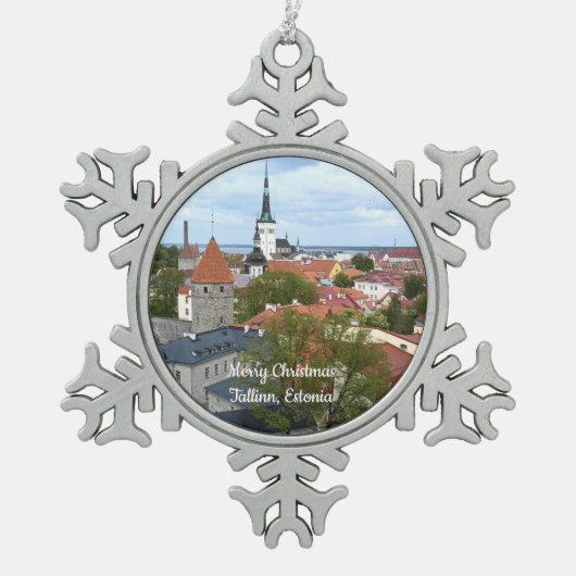 Prettig kerstfeest Tallinn, Estland ornament (Voorkant)