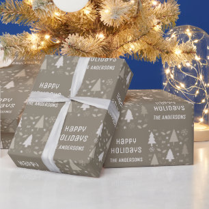 Prettig Kerstfeest Taupe Cadeaupapier