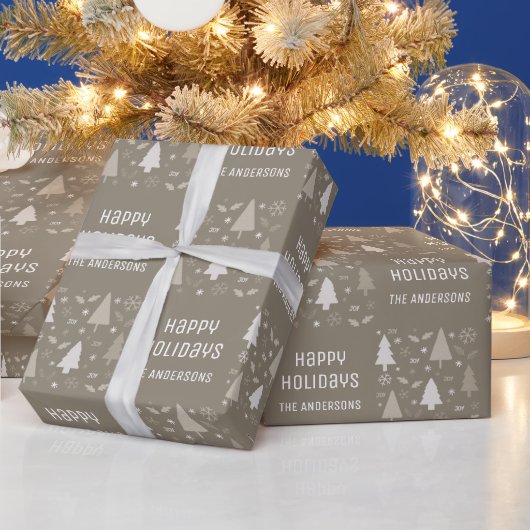 Prettig Kerstfeest Taupe Cadeaupapier (Feestdagen)