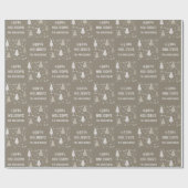Prettig Kerstfeest Taupe Cadeaupapier (Vlak)