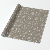 Prettig Kerstfeest Taupe Cadeaupapier (Uitgerold)