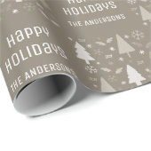 Prettig Kerstfeest Taupe Cadeaupapier (Rol Hoek)