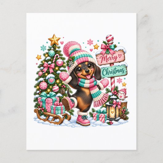 Prettig kerstfeest Teckel Flyer (Voorkant)
