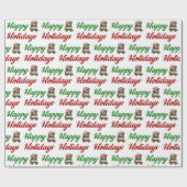 Prettig Kerstfeest Teddybeer Kerstscript Cadeaupapier (Vlak)