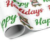 Prettig Kerstfeest Teddybeer Kerstscript Cadeaupapier (Rol Hoek)