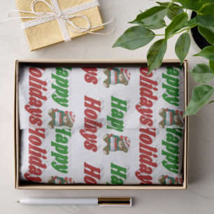Prettig kerstfeest teddybeer kersttypografie tissuepapier