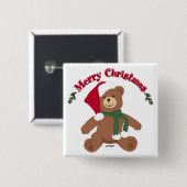 Prettig kerstfeest Teddybeer Vierkante Button 5,1 Cm (Voorkant /achterkant)