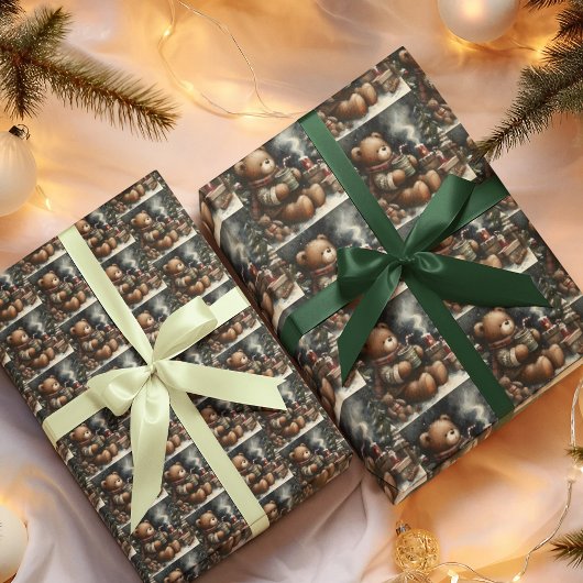 Prettig kerstfeest Teddyberen druppelen Tegel Cadeaupapier