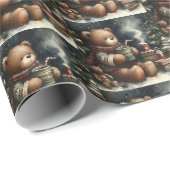 Prettig kerstfeest Teddyberen druppelen Tegel Cadeaupapier (Rol Hoek)