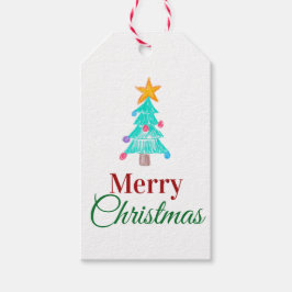 Prettig kerstfeest. Tekening. Voeg kunst van uw ki Cadeaulabel