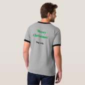 Prettig kerstfeest tekst Joy Heren Basic Ringer T-shirt (Achterkant volledig)