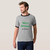 Prettig kerstfeest tekst Joy Heren Basic Ringer T-shirt (Voorkant volledig)