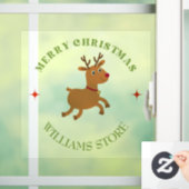 Prettig kerstfeest tekst rendier wit raamsticker (Huis)