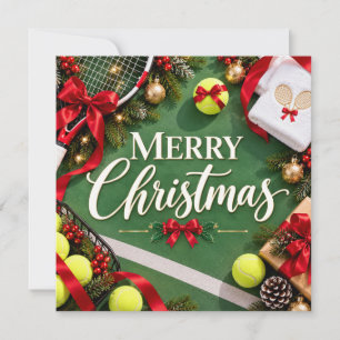 Prettig kerstfeest tennisspeler vakantie sport feestdagenkaart