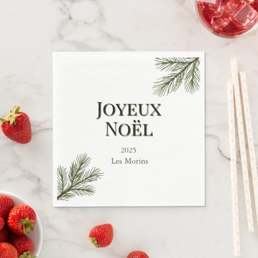 Prettig Kerstfeest - tere dennentakken Servet (Insitu)