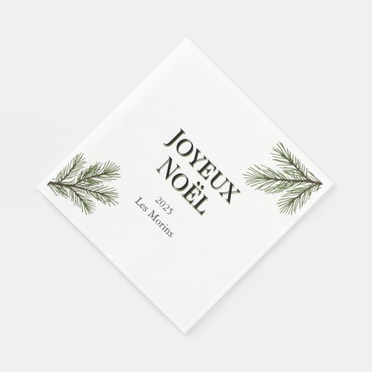 Prettig Kerstfeest - tere dennentakken Servet (Hoek)