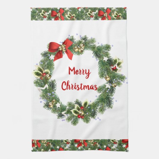 Prettig kerstfeest thuis theedoek (Verticaal)