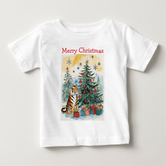 Prettig kerstfeest Tijger Met Kerstbomen (Voorkant)