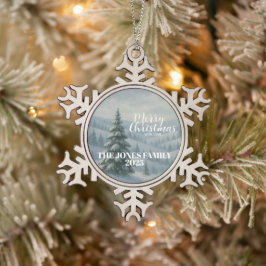 Prettig kerstfeest tin sneeuwvlok ornament