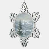 Prettig kerstfeest tin sneeuwvlok ornament (Rechts)