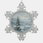 Prettig kerstfeest tin sneeuwvlok ornament (Voorkant)