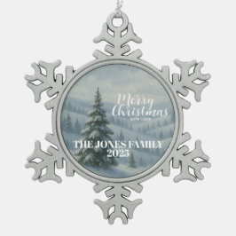 Prettig kerstfeest tin sneeuwvlok ornament