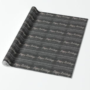 Prettig kerstfeest touw op zwart hout cadeaupapier