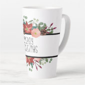Prettig kerstfeest, traditioneel bloemstuk latte mok (Rechterhoek)