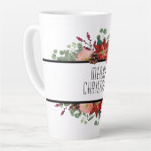 Prettig kerstfeest, traditioneel bloemstuk latte mok (Linkerhoek)