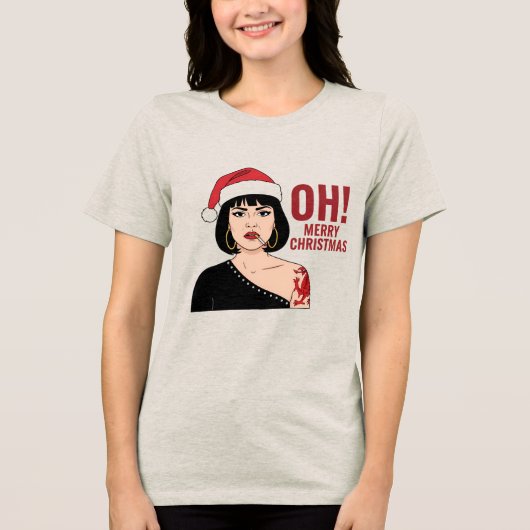 prettig kerstfeest Tri-Blend shirt (Voorkant)