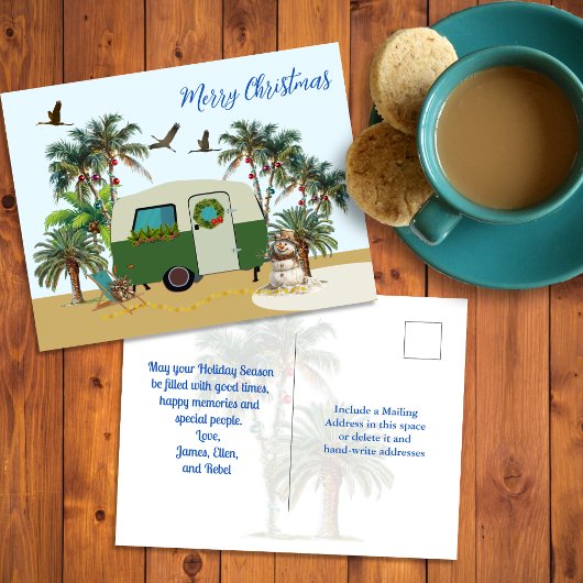 Prettig kerstfeest Tropische Camping Ansichtkaart Briefkaart