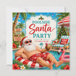 Prettig kerstfeest Tropische Kerstman Zomer Zwemba Feestdagenkaart