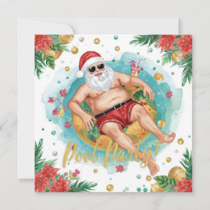 Prettig kerstfeest Tropische Kerstman Zomer Zwemba Feestdagenkaart