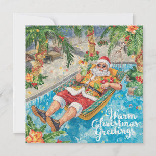 Prettig kerstfeest Tropische Kerstman Zomer Zwemba Feestdagenkaart
