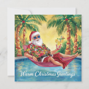 Prettig kerstfeest Tropische Kerstman Zomer Zwemba Feestdagenkaart