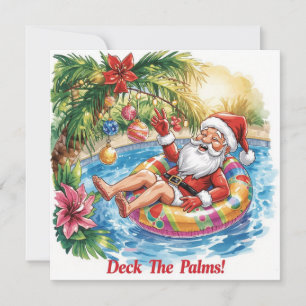 Prettig kerstfeest Tropische Kerstman Zomer Zwemba Feestdagenkaart