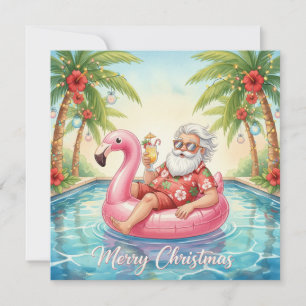 Prettig kerstfeest Tropische Kerstman Zomer Zwemba Feestdagenkaart