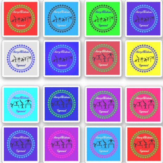 Prettig kerstfeest Turnster 16 Stickers Jongens /  (Voorkant)