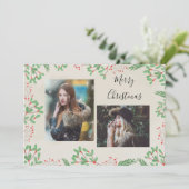 Prettig kerstfeest Twee Foto Feestdagenkaart (Staand voorkant)