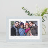 Prettig kerstfeest twee foto sneeuw kader eenvoudi feestdagenkaart (Staand voorkant)